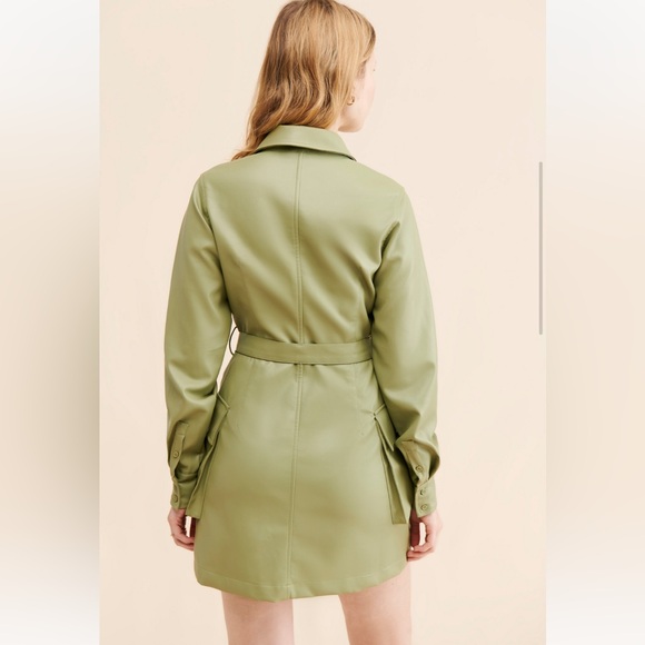 EUC Vegan Leather Mini Shirt Dress - Picture 2 of 8